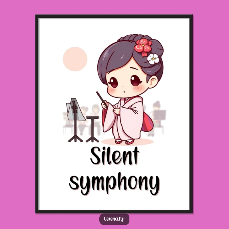 Funny Geisha Conductor Digital Art: Customizable Dramatic Decor Gift!