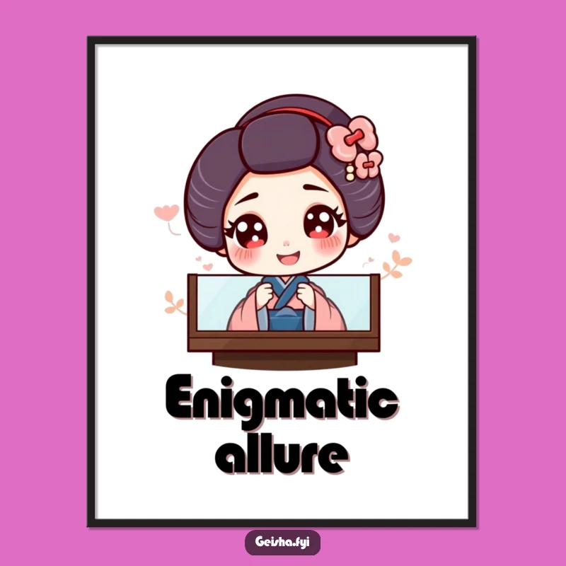 Funny Geisha Digital Art: Giggling Peek Print for Instant Charm