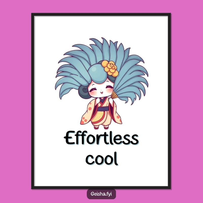 Funny Geisha Fan Feather Fan Digital Art - Instant Playful Decor