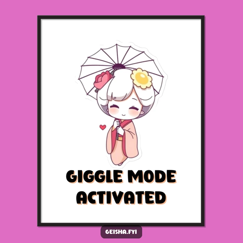 Funny Geisha Giggle Digital Art Print - Instant Sweet Decor, Perfect Funny Gift!