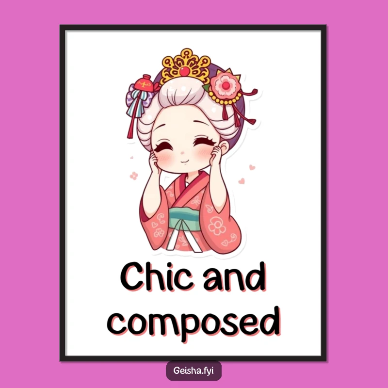 Funny Geisha Hair Digital Art: Ornate Style For Your Walls