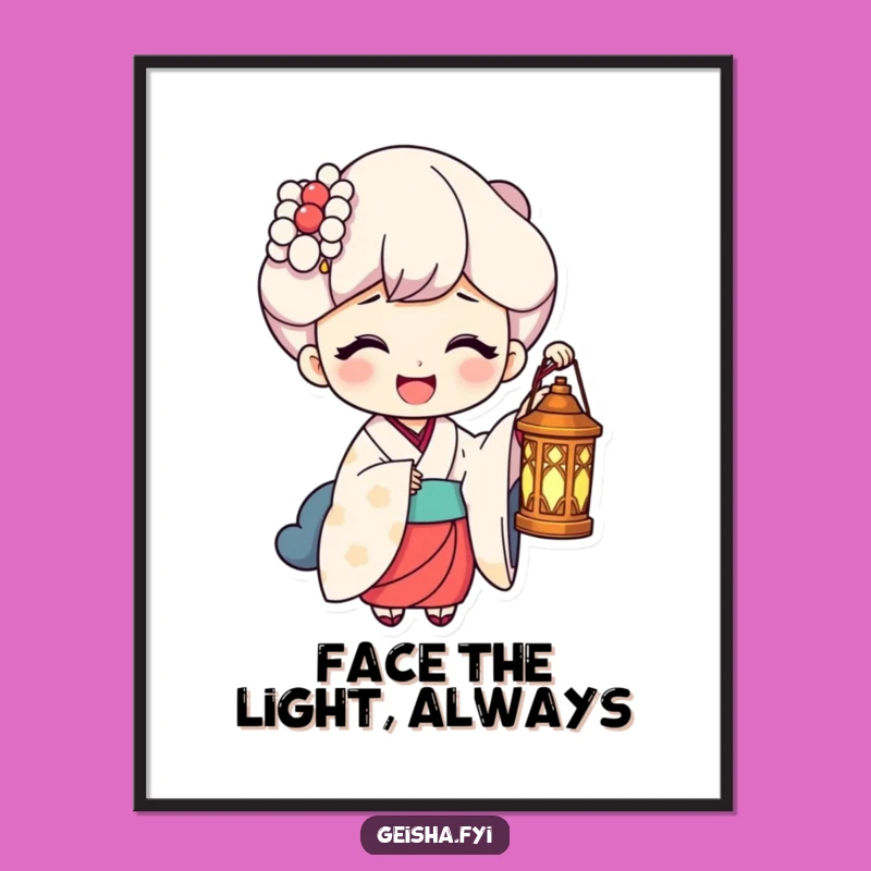 Funny Geisha Lantern Laugh Digital Art: Instant Warmth and Joy for Your Walls Gift