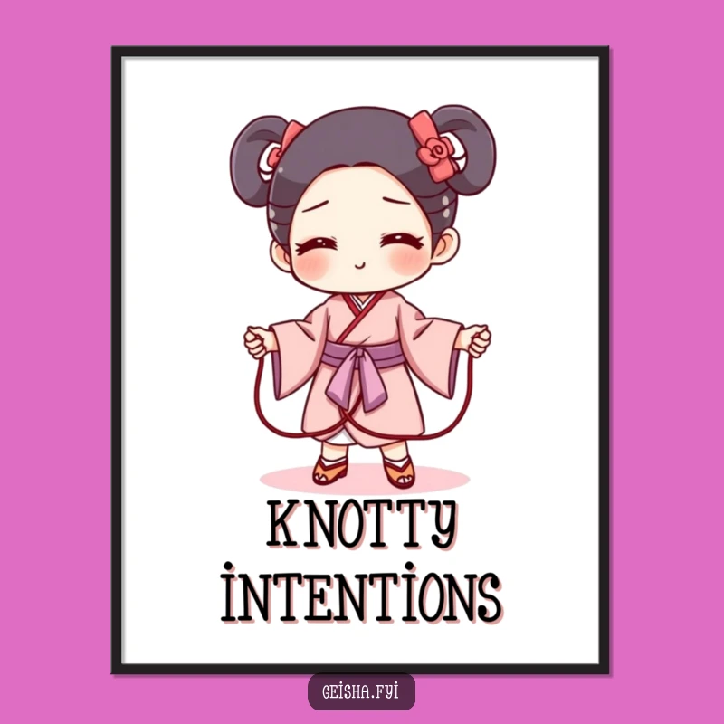 Funny Geisha Obi Jump Rope Digital Art - Instant Mischievous Decor