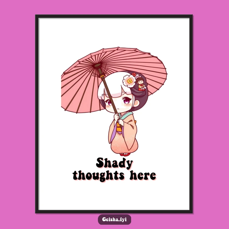 Funny Geisha Umbrella Digital Art: Customizable Curious Decor Gift!