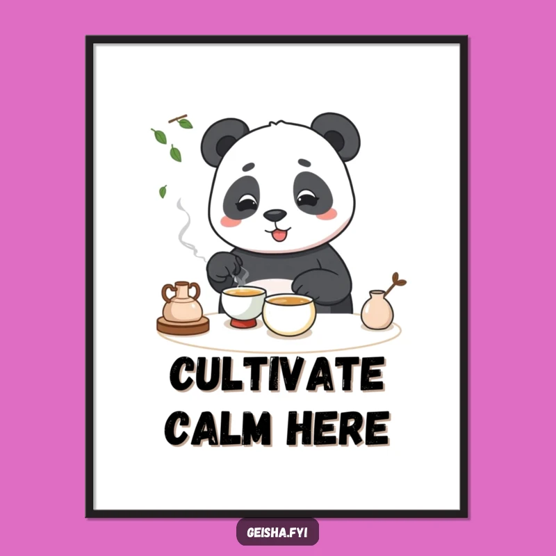 Funny Panda Tea Ceremony Digital Art: Instant Hilarious Decor