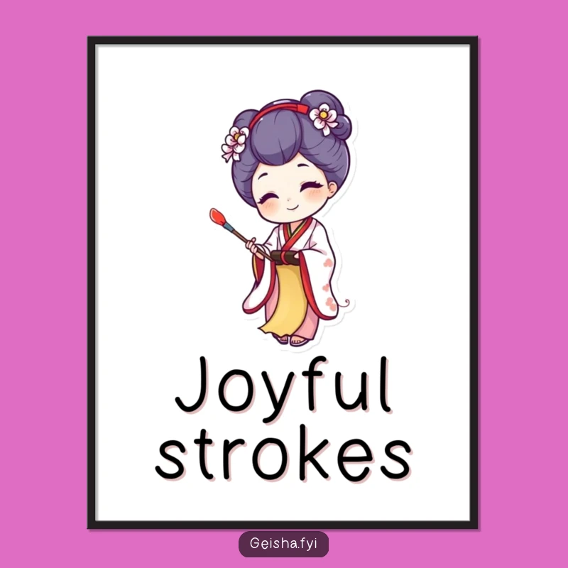 Funny Joyful Geisha Digital Print: Artistic Creation, Perfect Instant Art