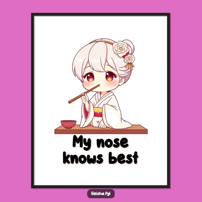 Funny Geisha Chopstick Nose Digital Art - Instant Whimsy for Your Walls!