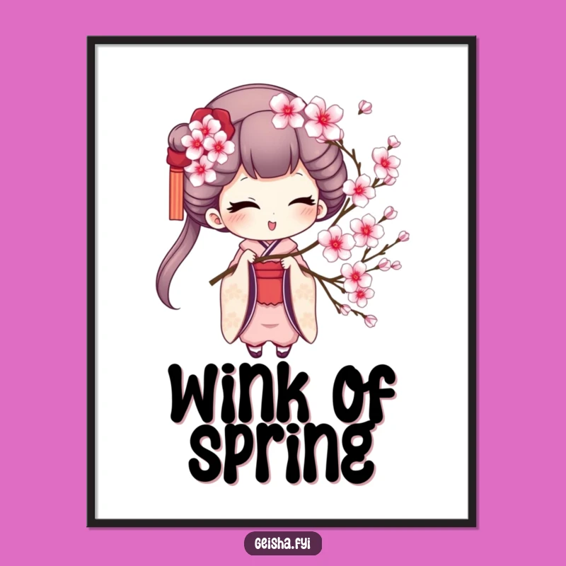 Funny Geisha Winking Digital Art - Instant Charm for Your Walls!