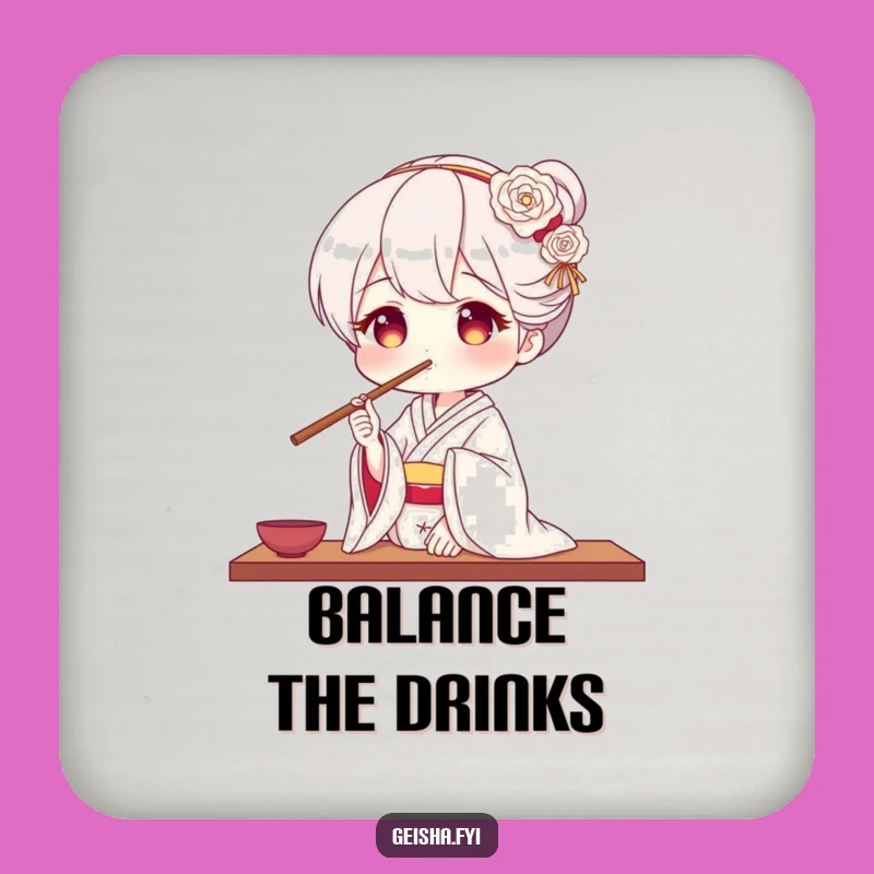 Funny Geisha Chopstick Nose Coaster - Protect Surfaces with Playful Art!
