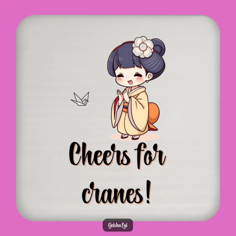Funny Geisha Crane Coaster: Sip with Delightful Humor Gift!