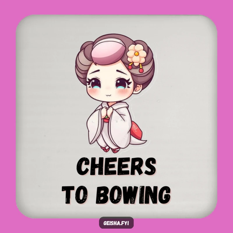 Funny Geisha Bowing Drink Coasters: Protect Surfaces with a Cheerful Bow