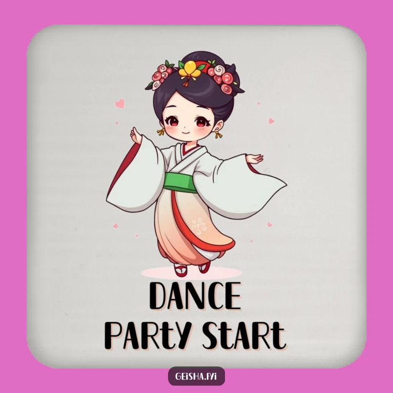 Funny Geisha Dance Coaster: Joyful Flowing Sleeves Decor, Humorous Gift