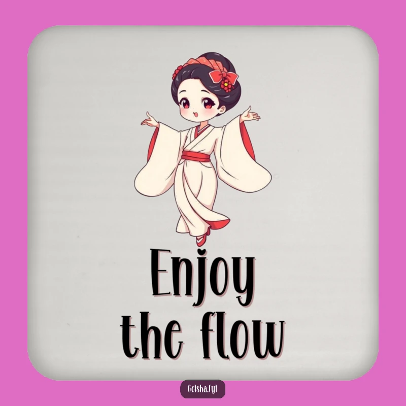 Funny Geisha Dancing Coaster: Protect Surfaces With Elegant Humor