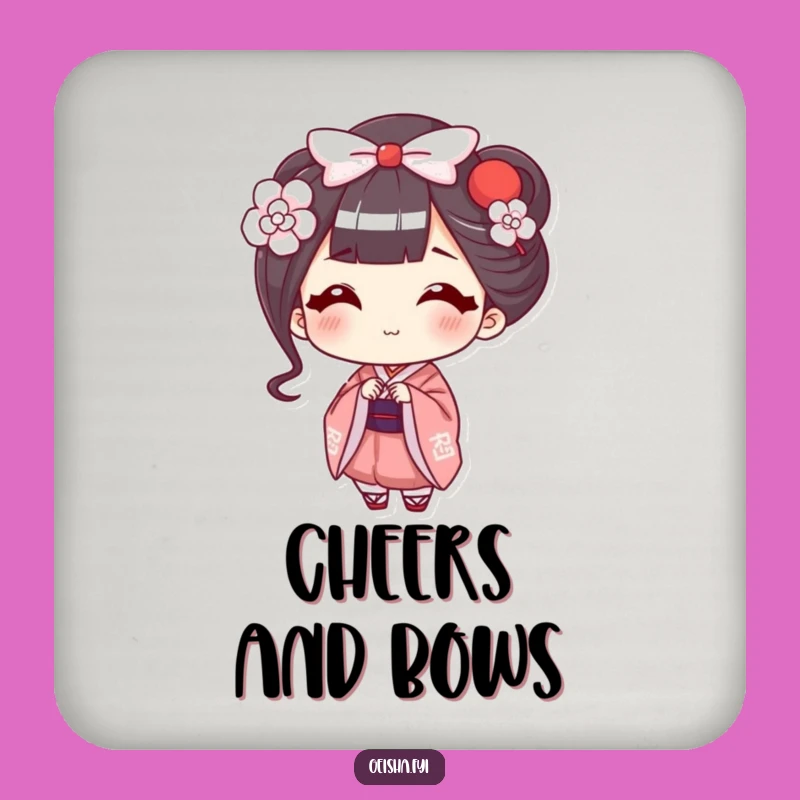 Funny Geisha Bow Coaster: Happy Character's Smile, Protects Surfaces, Hilarious Gift