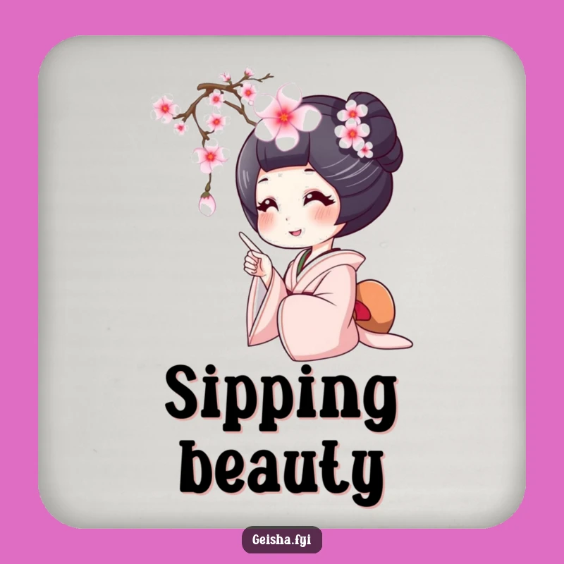 Funny Geisha Cherry Blossom Coasters: Protect Surfaces with Joy and Humorous Style