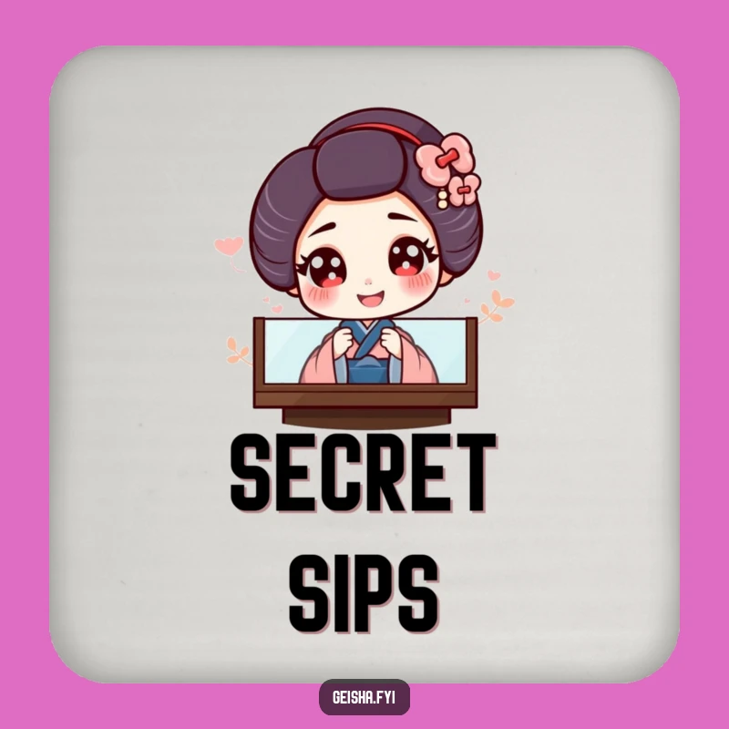 Funny Geisha Drink Coaster: Giggling Peek Accessory for Your Table