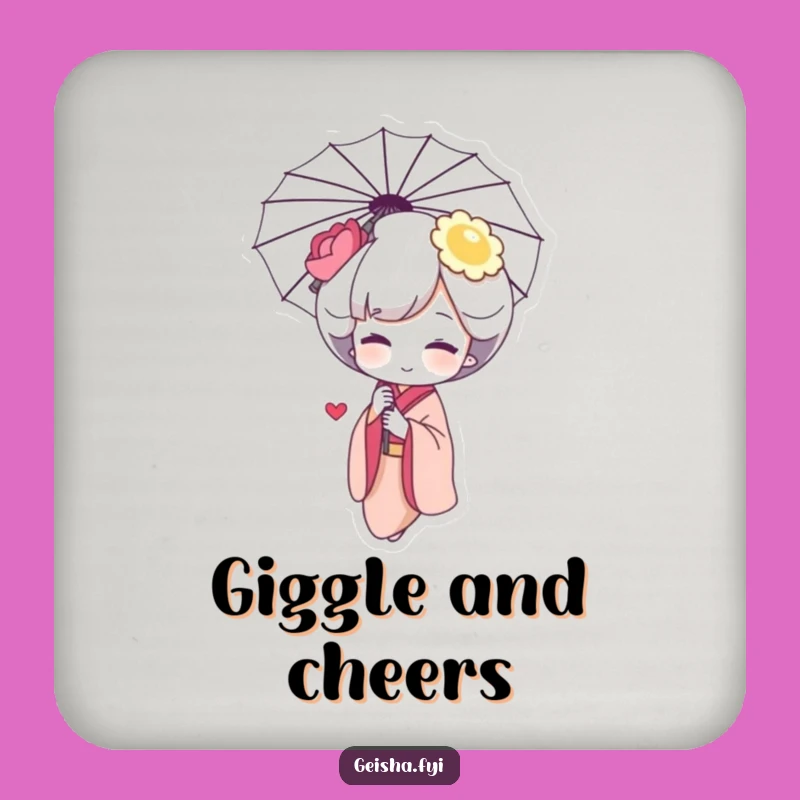Funny Geisha Giggle Drink Coaster - Protect Surfaces with Charm, Great Funny Gift!