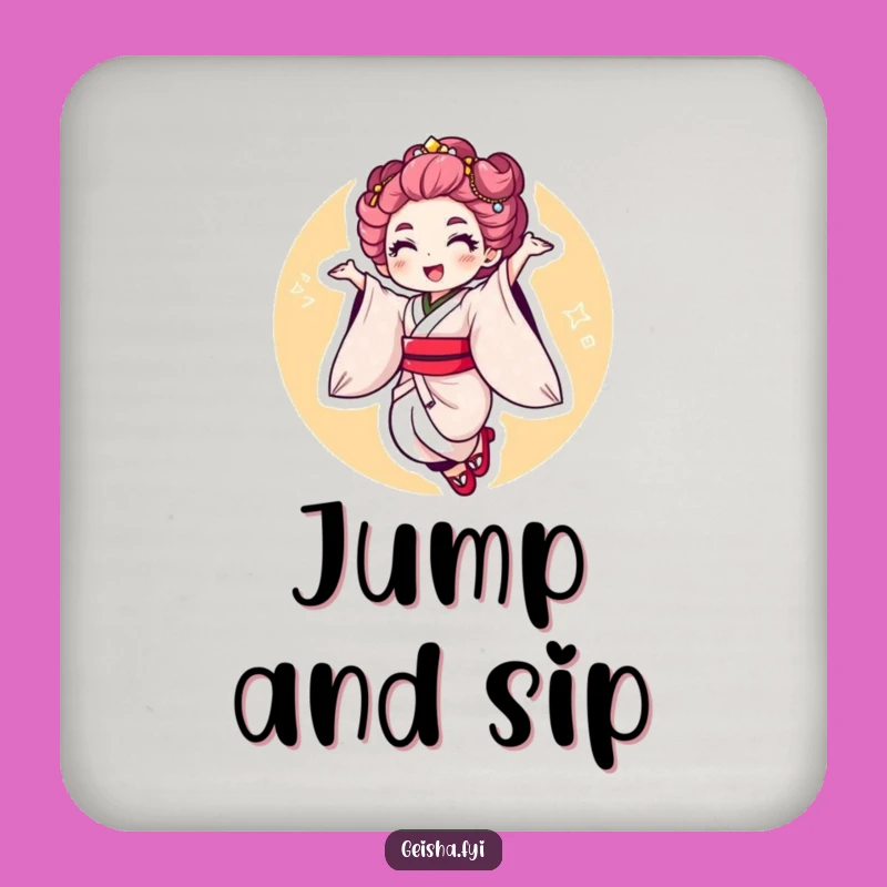 Funny Geisha Jump Drink Coaster - Protect Surfaces with Flair, Great Funny Gift!
