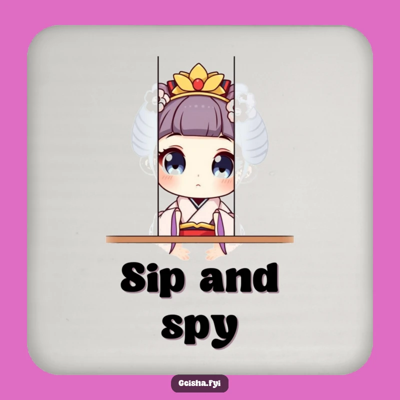 Funny Geisha Peeking Coasters (Set of 2): Hilarious Surprise Gift