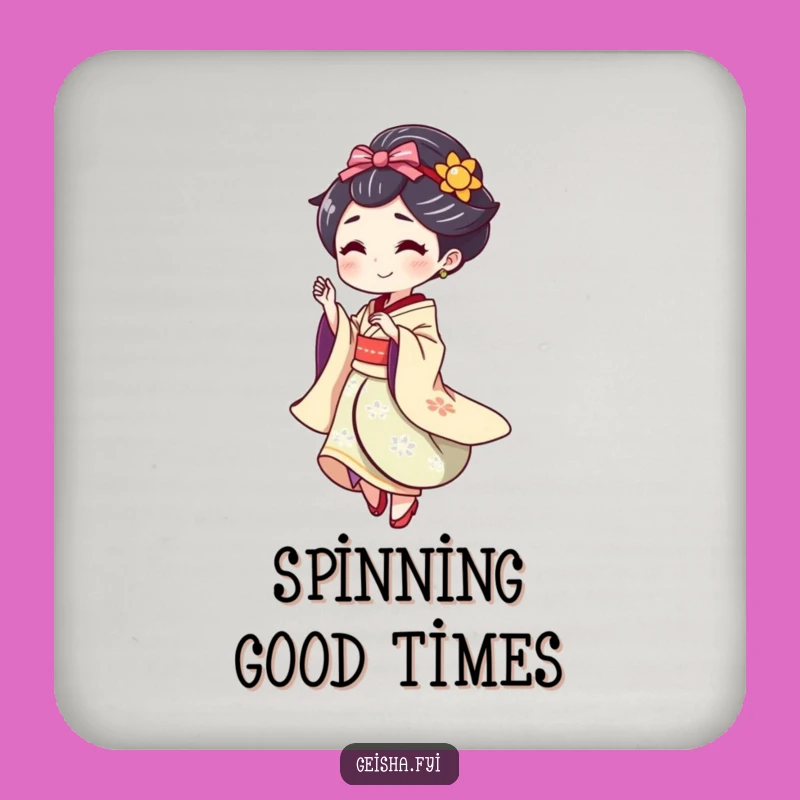 Funny Geisha Spin Coaster: Sip with Playful Flourish Gift!