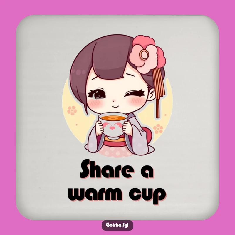 Funny Geisha Tea Coaster: Protect Surfaces With Tiny Cup Charm