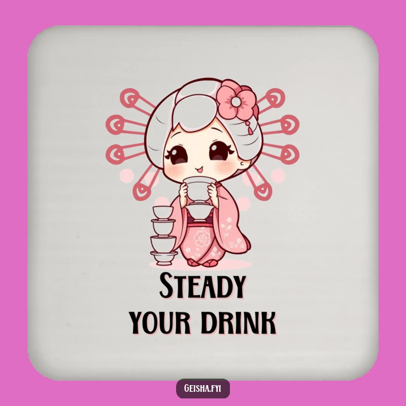 Funny Geisha Teacup Coasters (Set of 2): Hilarious Balancing Act Gift
