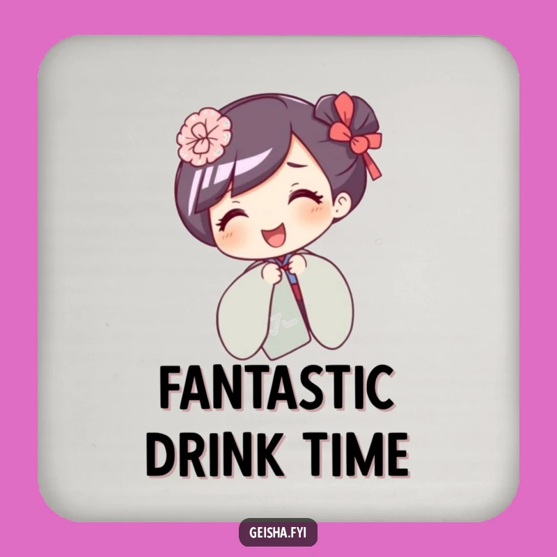Funny Giggling Geisha Coaster: Protect Surfaces with Playful Fan Style Gift