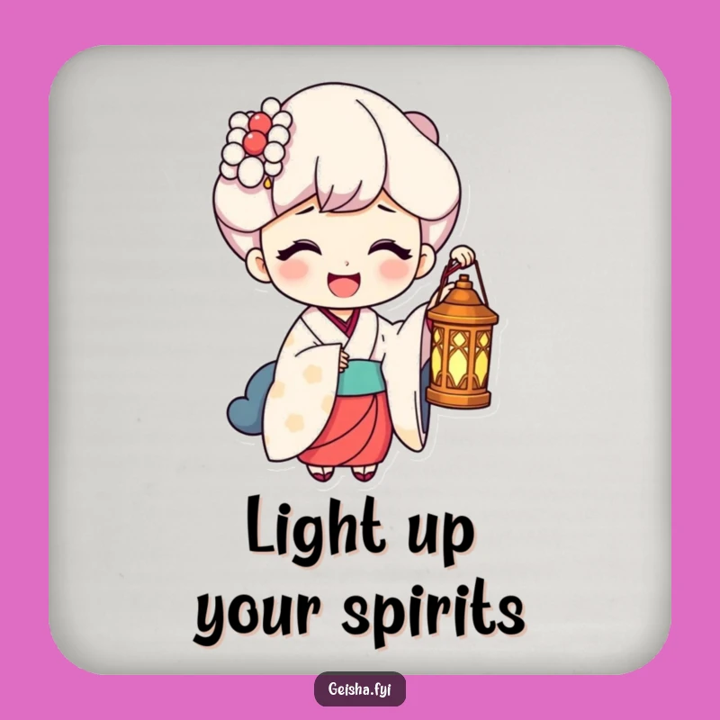 Funny Geisha Lantern Laugh Drink Coaster: Protect Surfaces with Illuminating Humor Gift