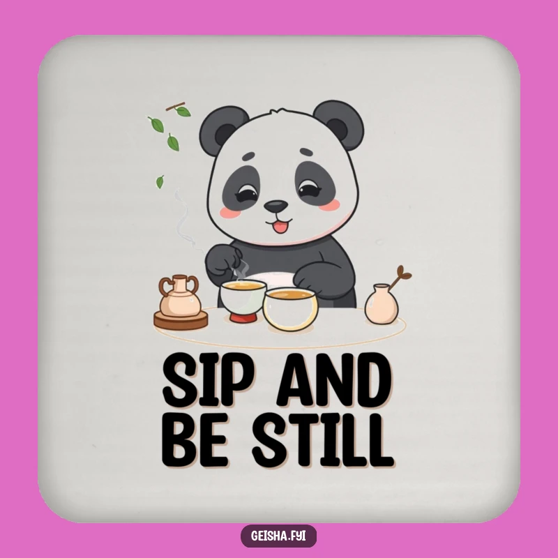 Funny Panda Tea Ceremony Coasters: Protect Surfaces with Humor
