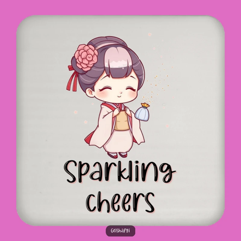 Chic Funny Geisha Glitter Coasters - Playful Protection, Sparkly Accent, Cute Funny Gift