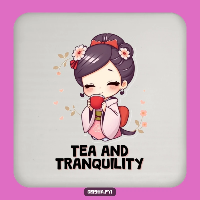Funny Cute Geisha Coaster: Protect Surfaces with Elegant Tea Style Gift
