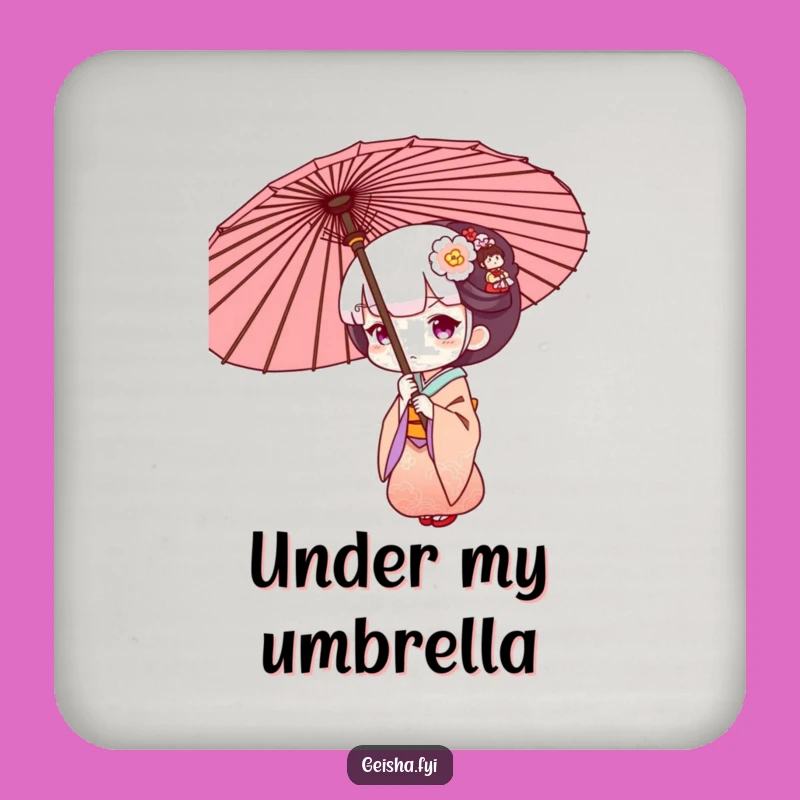 Funny Geisha Umbrella Coaster: Protect Surfaces with Curious Humor Gift!