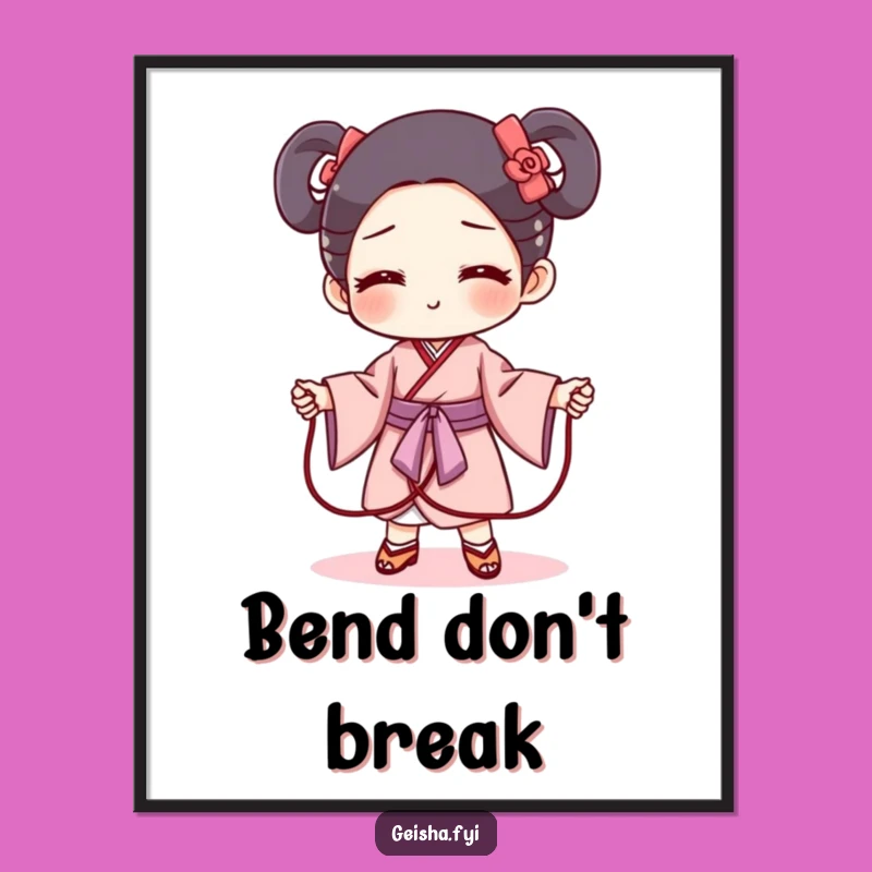 Funny Geisha Obi Jump Rope Poster - Mischievous Wall Art Gift