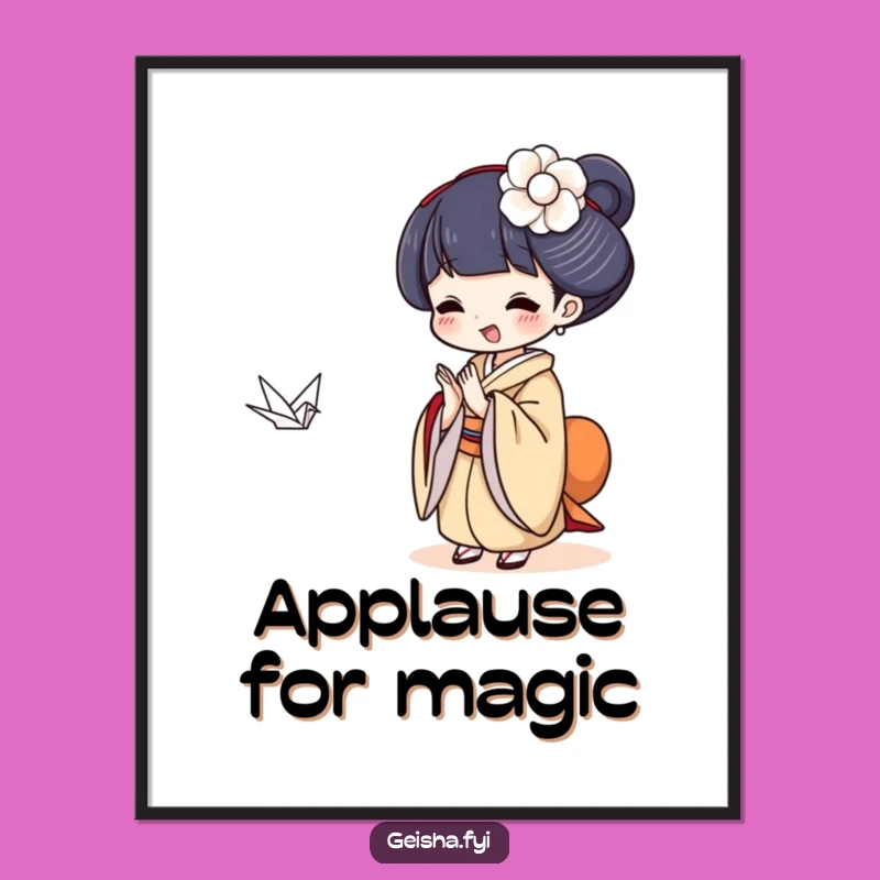 Funny Geisha Crane Poster: Joyful Art, Humorous Decor Gift!