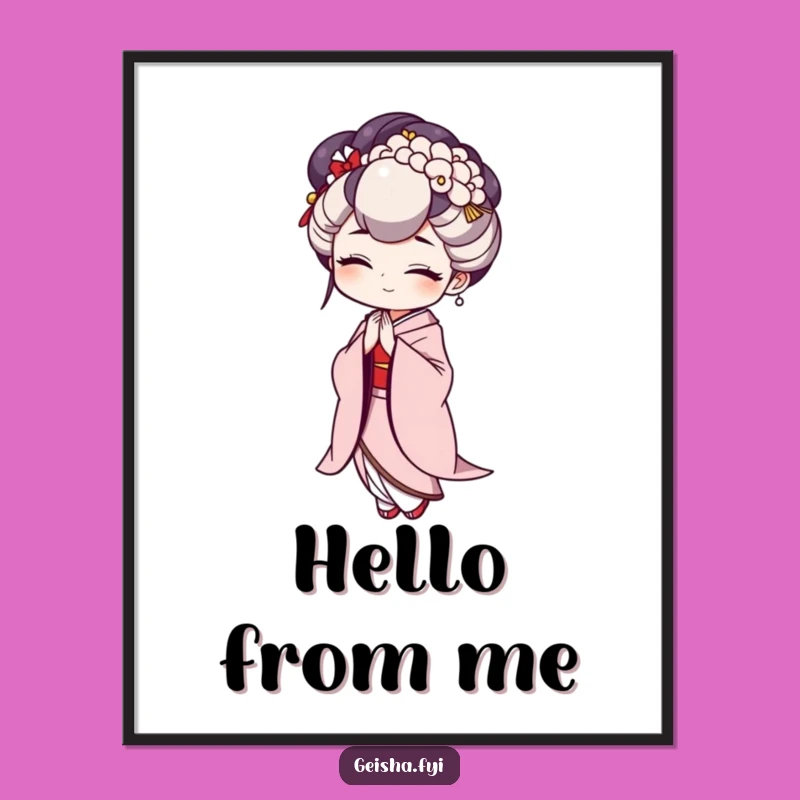 Funny Geisha Exaggerated Bow Poster - Whimsical Wall Art Gift