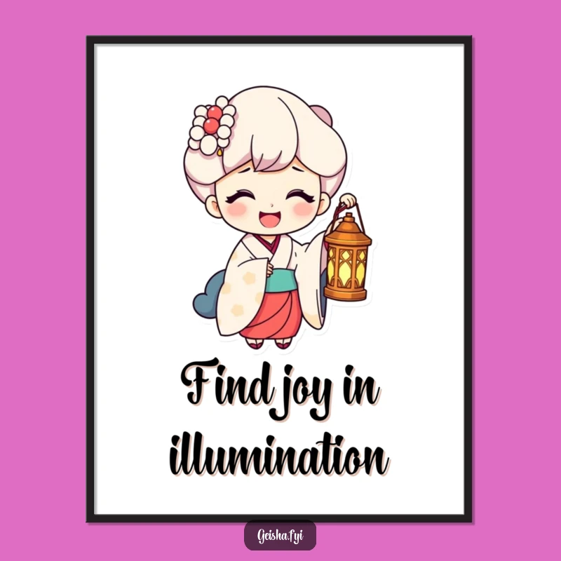 Funny Geisha Lantern Laugh Poster: Illuminating Art for a Joyful, Warm Space Gift