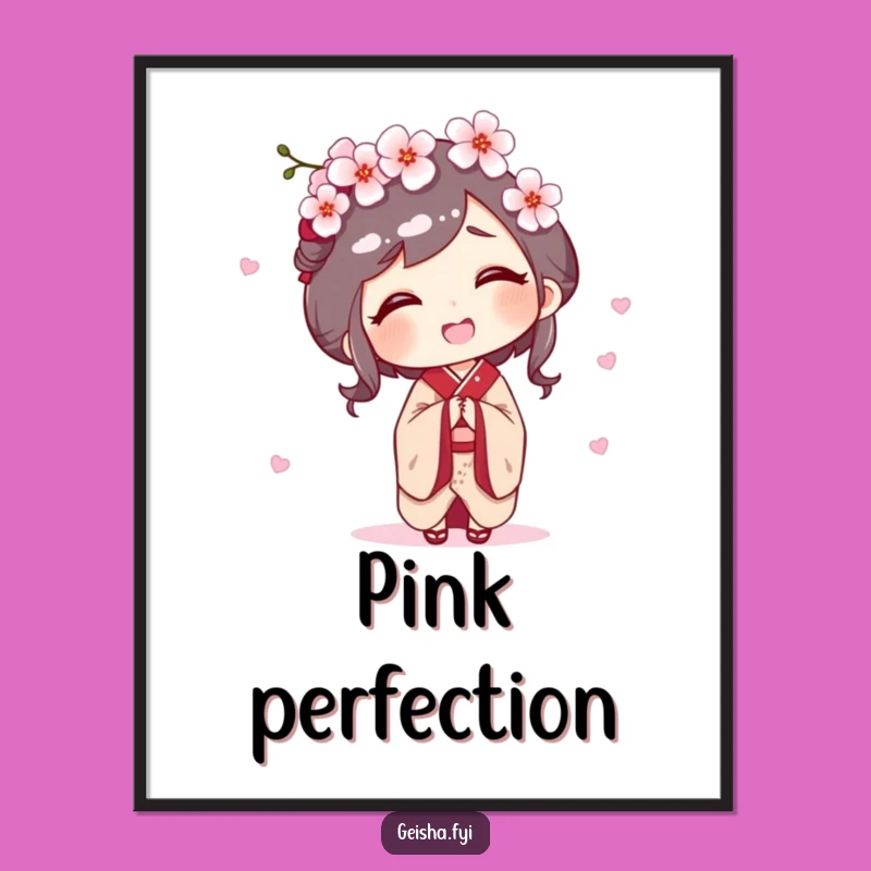 Funny Geisha Poster: Joyful Giggles and Cherry Blossom Art