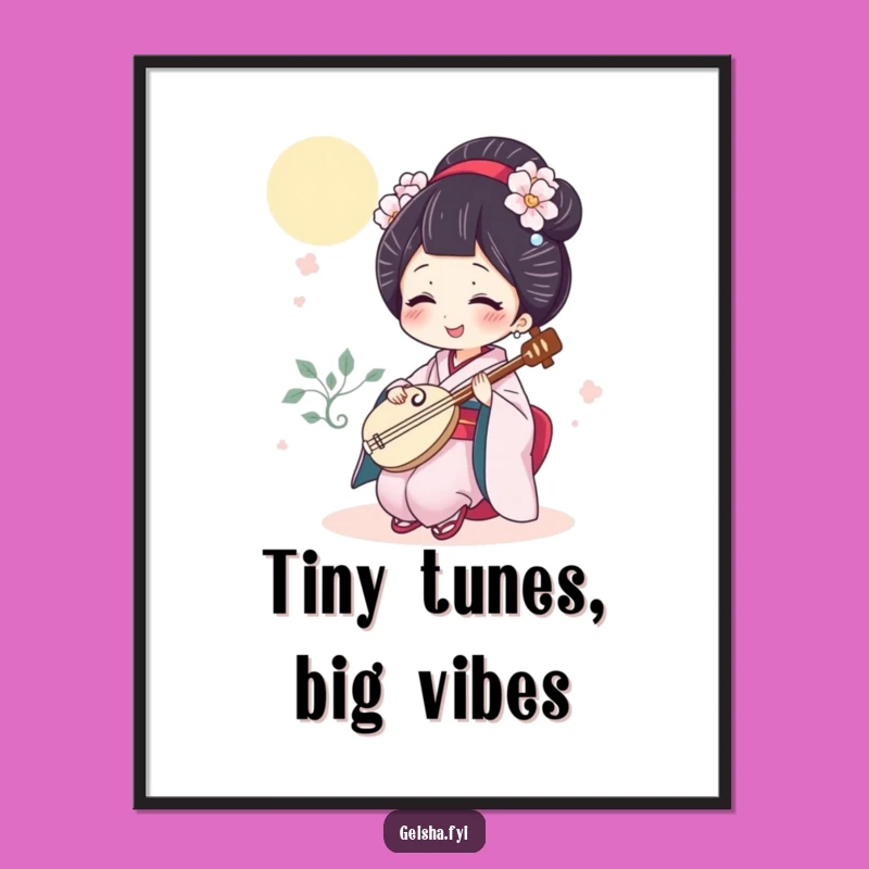 Funny Giggling Geisha Art Poster, Hilarious Musical Decor for Your Walls