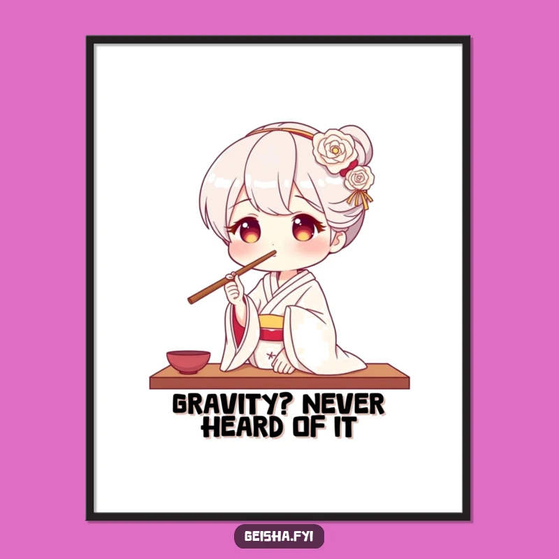 Funny Geisha Chopstick Nose Poster - Whimsical Art for Your Walls!