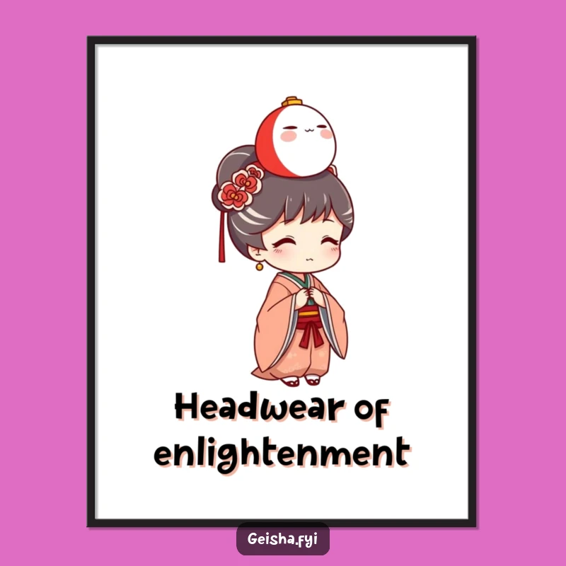 Funny Geisha Daruma Balance Poster: Quirky Art for Your Walls