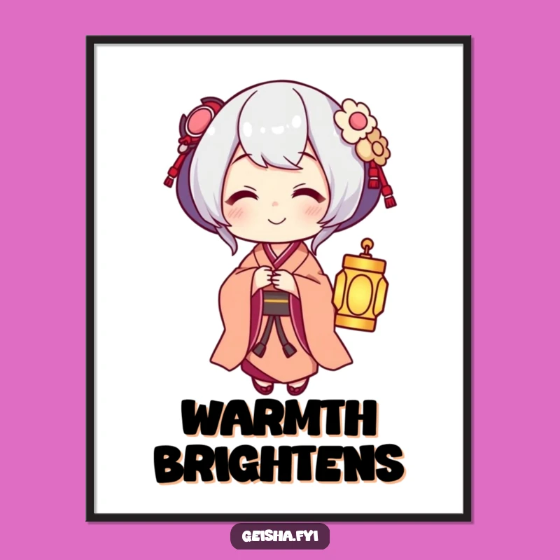 Funny Geisha Lantern Poster: Gentle Light, Humorous Decor Gift!