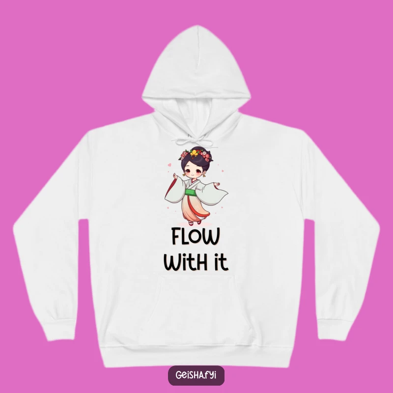 Funny Geisha Dance Hoodie: Joyful Flowing Sleeves, Cozy Humorous Gift
