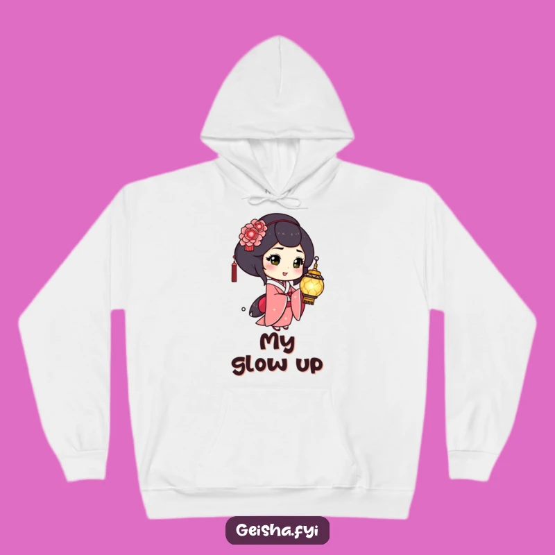 Funny Geisha Lantern Hoodie: Playful Wink, Cozy Humorous Gift