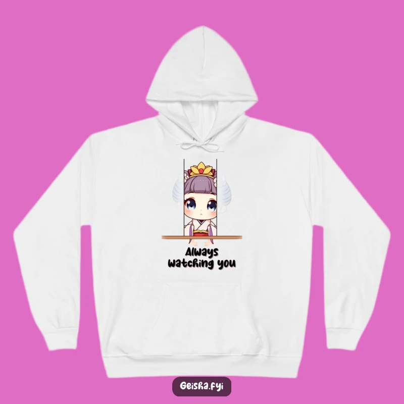 Funny Geisha Peeking Hoodie: Cozy & Hilarious Surprise Sweatshirt
