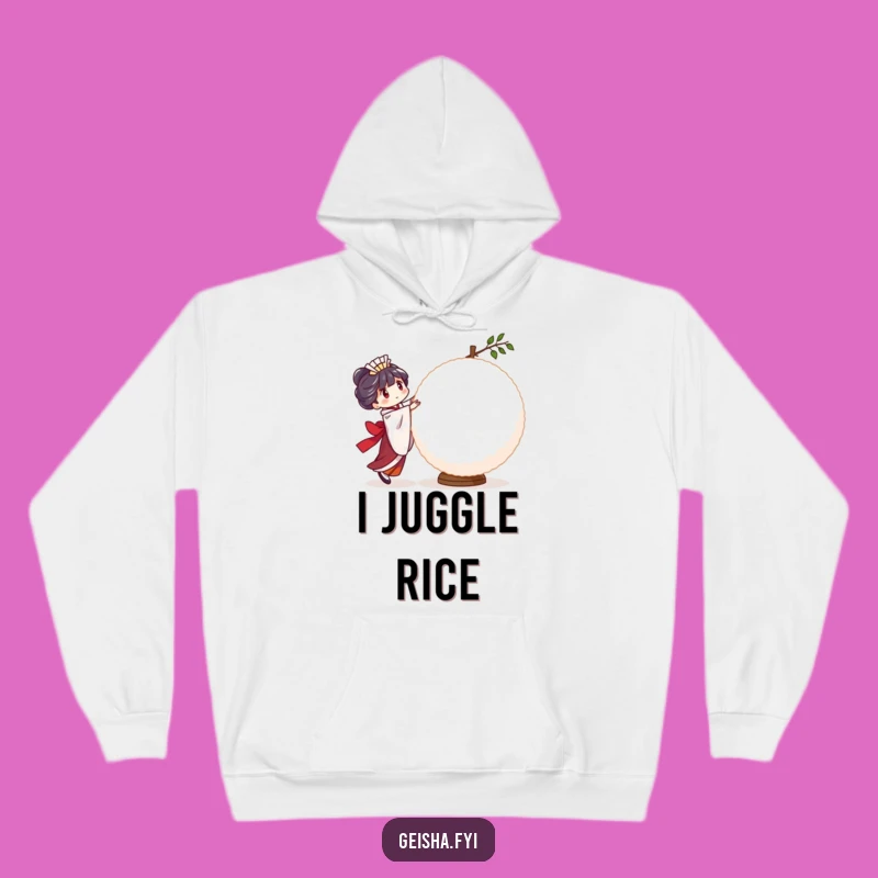 Funny Geisha Rice Ball Hoodie - Cozy Balancing Act, Ideal Funny Gift!