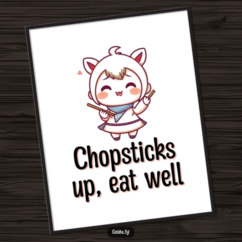 Funny Free Printable Wall Art: A cheerful bento box character masterfully juggling chopsticks with a delightful and gleeful expression.