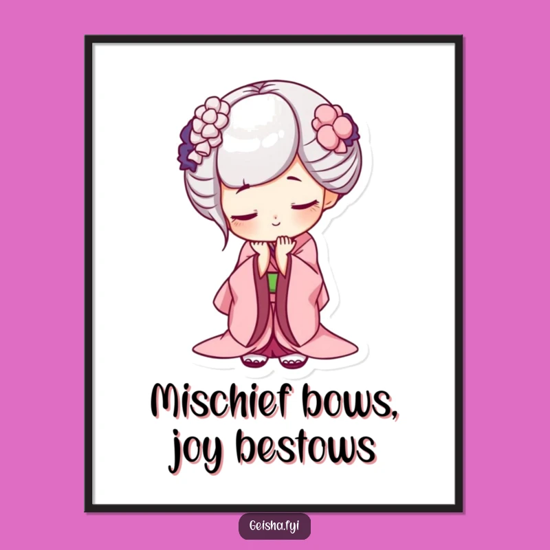 Free Printable Geisha Grin Art - Funny Downloadable Decor for Your Home