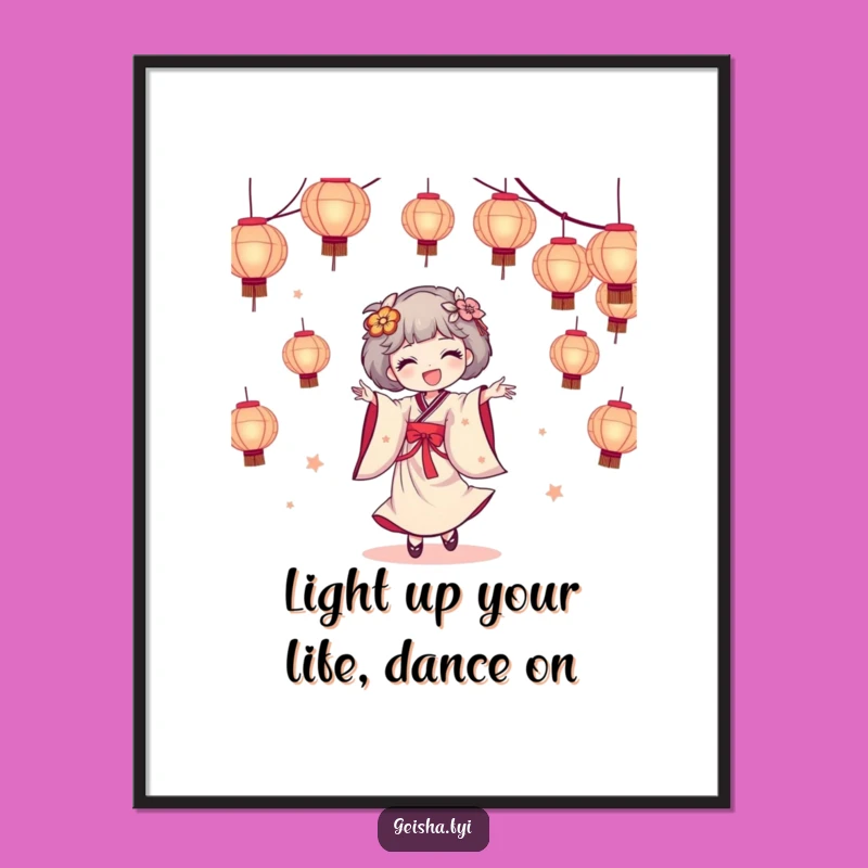 Free Printable Wall Art: Dancing Geisha & Lanterns Funny Downloadable Decor