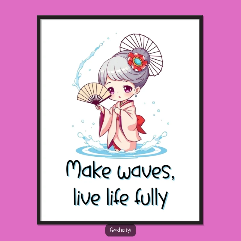 Free Printable Wall Art: Geisha Water Splash Playfulness, Downloadable Decor!