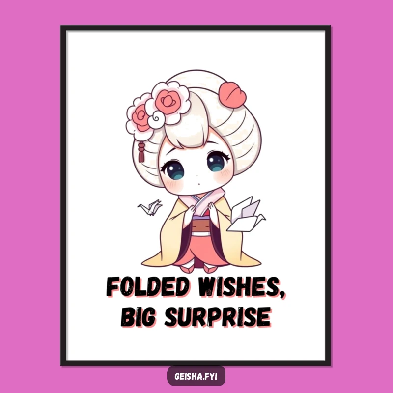 Free Printable Wall Art: Surprised Geisha & Origami Crane Funny Downloadable Decor